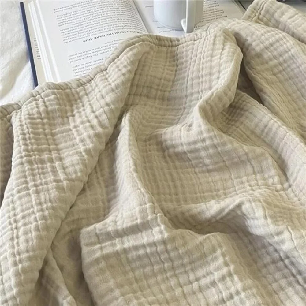 NEW West Elm Boho Beige Tassel Waffle Knit Muslin Gauze Throw Blanket 55